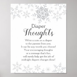 Winter Baby Shower Snowflakes Windeln Gedanken sig Poster