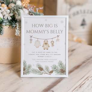 Winter-Baby-Shower-Spiel: Wie groß ist ihr Bauch? Poster