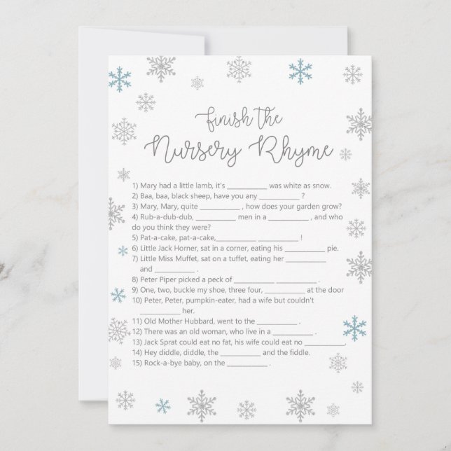 Winter Baby Showspiel mit Rückantwort auf 12x18 Einladung (Vorderseite)