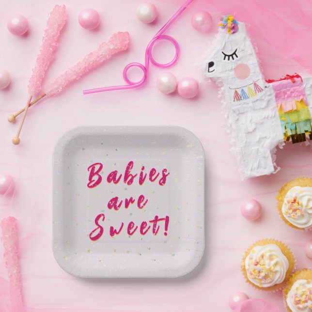 Winter Baby Sprinkle | Rosa Schneeflocken Pappteller (Party)
