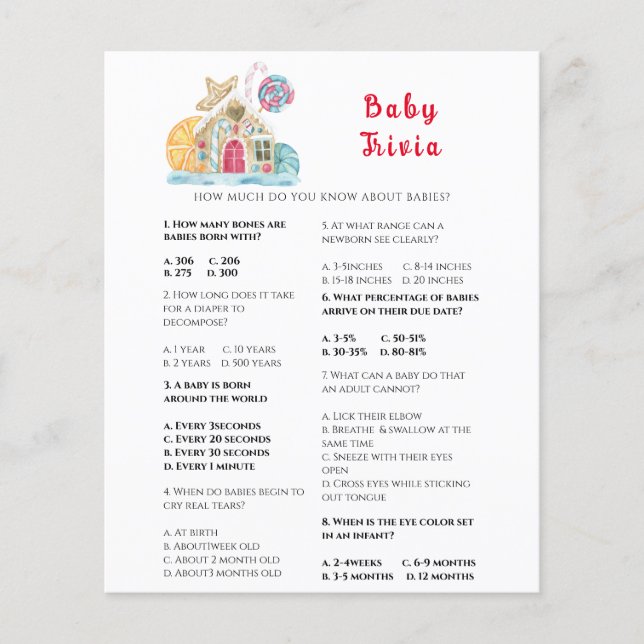Winter Baby Trivia | Baby Showspiel (Vorderseite)