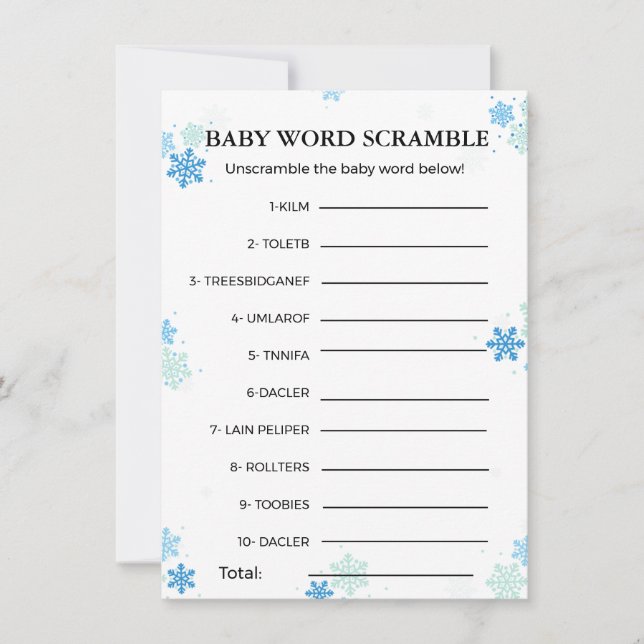 Winter Baby Word Rührei Baby Dusche Karte (Vorderseite)
