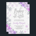 Winter-Babydusche Einladung Lila und Silber<br><div class="desc">Einladung zur Winterdusche.  
Alle Designs sind © PIXEL PERFEKTION PARTY LTD</div>