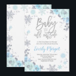 Winter-Babyparty-Einladungs-Blau und Silber Einladung<br><div class="desc">Winter-Babyparty-Einladung. 
Alle Entwürfe sind © PIXEL-PERFEKTIONS-PARTY Ltd.</div>