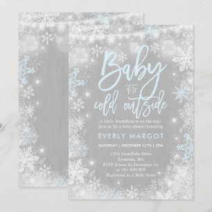 Winter-Babyparty-Einladungs-rustikale Einladung