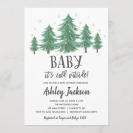 Winter Babyparty-Grün-Holz Einladung