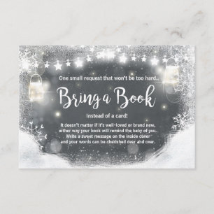 Winter-Babyparty holen einem Buch Schnee rustikale Begleitkarte