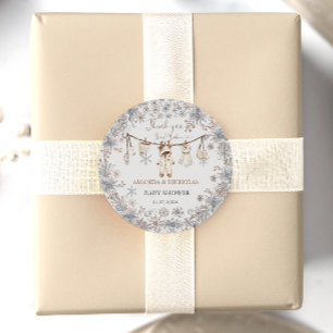 Winter-Babysachen Baby Shower Danke Runder Aufkleber