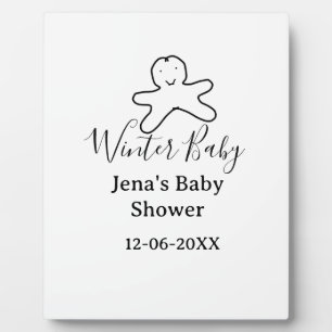 Winter-Babyshower-Keks schwarz gekritzelt handgeze Fotoplatte