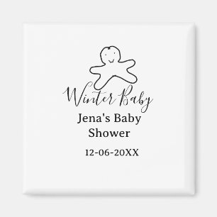 Winter-Babyshower-Keks schwarz gekritzelt handgeze Magnet