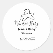 Winter-Babyshower-Keks schwarz gekritzelt handgeze