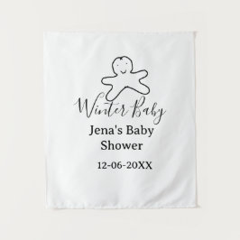 Winter-Babyshower-Keks schwarz gekritzelt handgeze Wandteppich