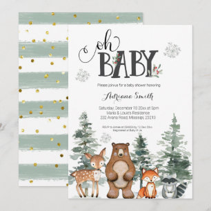 Winter-Babywald - Babydusche Einladung