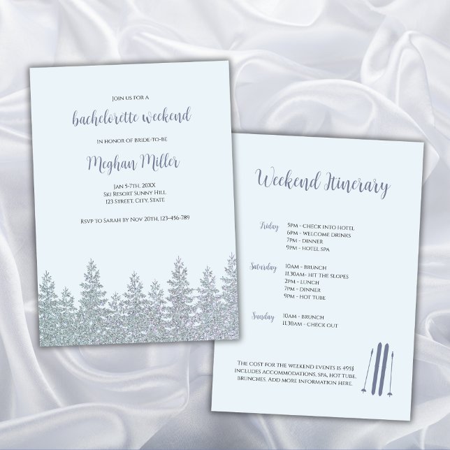 Winter Bacheloretto Skiwoche Unterkunft Einladung (winter bachelorette invitation ski bachelorette snow glitter)