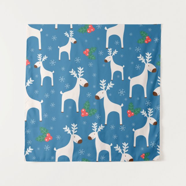 Winter background with deers ( seamless pattern)an wandteppich (Vorderseite)