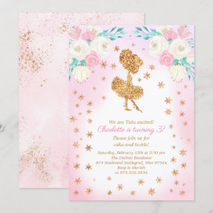 Winter Ballerina Glitzer Geburtstag Einladung