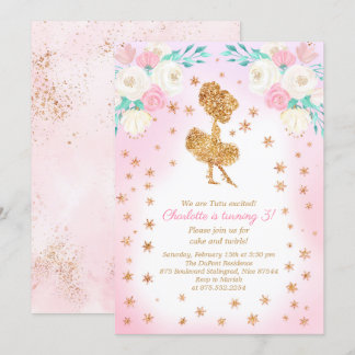 Winter Ballerina Glitzer Geburtstag Einladung