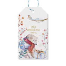 Winter-Bär-Aquarell-Geschenkanhänger personalisier