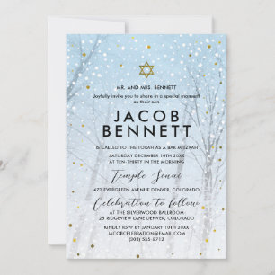 Winter Bar Mitzvah Einladung Schneewald