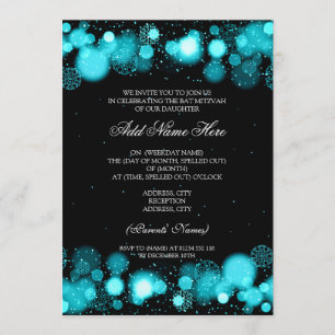 Winter Bat Mitzvah Türkis Snowflakes Einladung