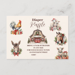 Winter-Bauernhoftiere-Christmas-Windel-Raffle Begleitkarte