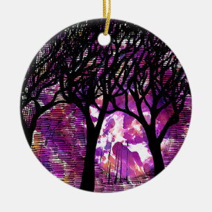 Winter-Bäume über Alkoholtinte Hintergrund Keramik Ornament