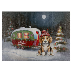 Winter-Beagle-Caravan-Weihnachtsabenteuer Schneidebrett