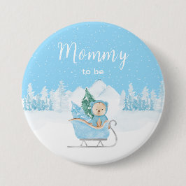 Winter Bear Blue Sleigh Mommy zu sein Button