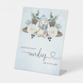 Winter Bear Boy Baby Dusche schätzt wie viele Spie Sockelschild