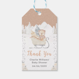 Winter Bear Brown Sleigh Baby Dusche Vielen Dank Geschenkanhänger