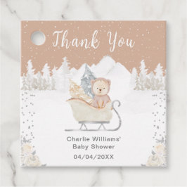 Winter Bear Brown Sleigh Baby Dusche Vielen Dank Geschenkanhänger