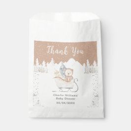 Winter Bear Brown Sleigh Baby Dusche Vielen Dank Geschenktütchen