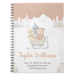 Winter Bear Brown Sleigh Geburtenstatistik Notizblock