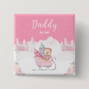 Winter Bear Pink Sleigh Daddy zu sein Button