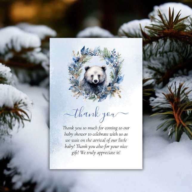Winter Bear Watercolor Babydusche Danke (Winter Bear Watercolor Baby Shower Thank You)