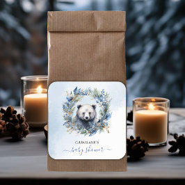 Winter Bear Watercolor Babydusche Quadratischer Aufkleber