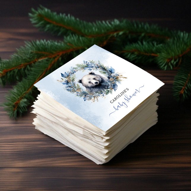 Winter Bear Watercolor Babydusche Serviette (Winter Bear Watercolor Baby Shower Napkins)