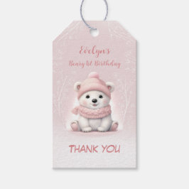Winter Beary 1. Geburtstag Pink Polar Bear Geschenkanhänger