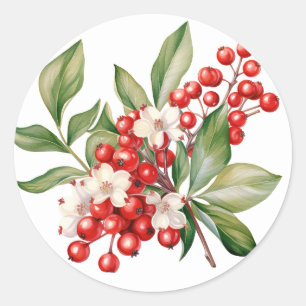 Winter-Beeren-Aufkleber Runder Aufkleber