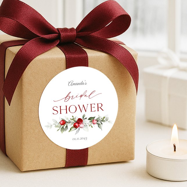 Winter-Beeren-Brautparty  Runder Aufkleber (Von Creator hochgeladen)