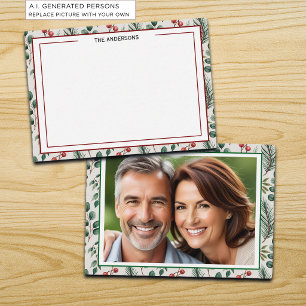 Winter-Beeren-Sage-Karo-Foto-Notizkarte Mitteilungskarte