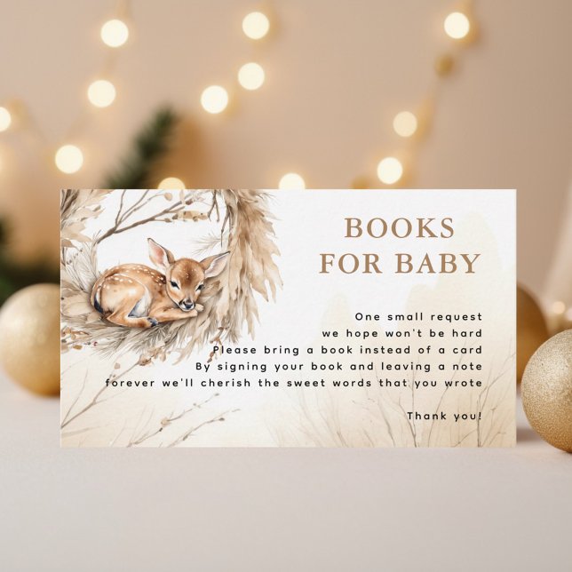Winter Beige Baby Deer Bücher für Babydusche Begleitkarte (Von Creator hochgeladen)