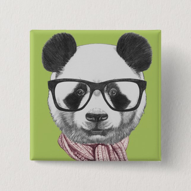 Winter-bereiter Panda-Bär Button (Vorderseite)