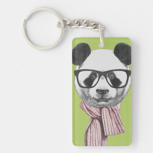 Winter-bereiter Panda-Bär Schlüsselanhänger (Vorderseite)