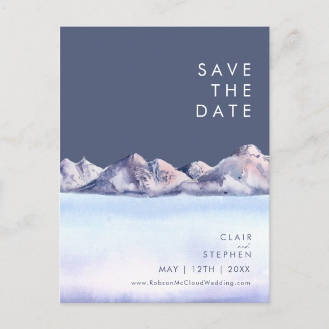 Winter Berg Abend Save The Date Postkarte (Vorderseite)