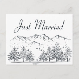 Winter Berg nur verheiratet Hochzeitsbaumen Natur Ankündigungspostkarte