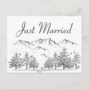 Winter Berg nur verheiratet Hochzeitsbaumen Natur Ankündigungspostkarte
