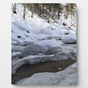 Winter-Bergfluss – Wilde Natur Rumänien Fotoplatte