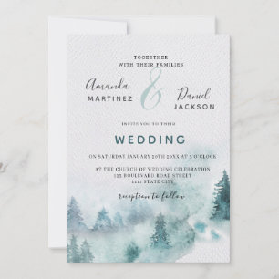 Winter Bergwald Rustikale Hochzeitseinladung Einladung