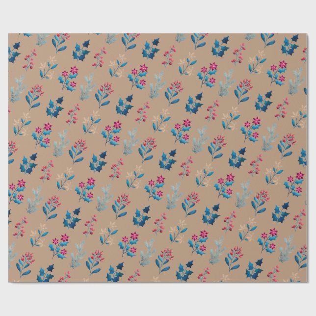 Winter berries and greenery Wrapping Paper roll Geschenkpapier (Flach)